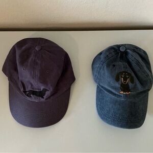 TWO Blue Woman’s Baseball baseball caps w Dachshunds on hats